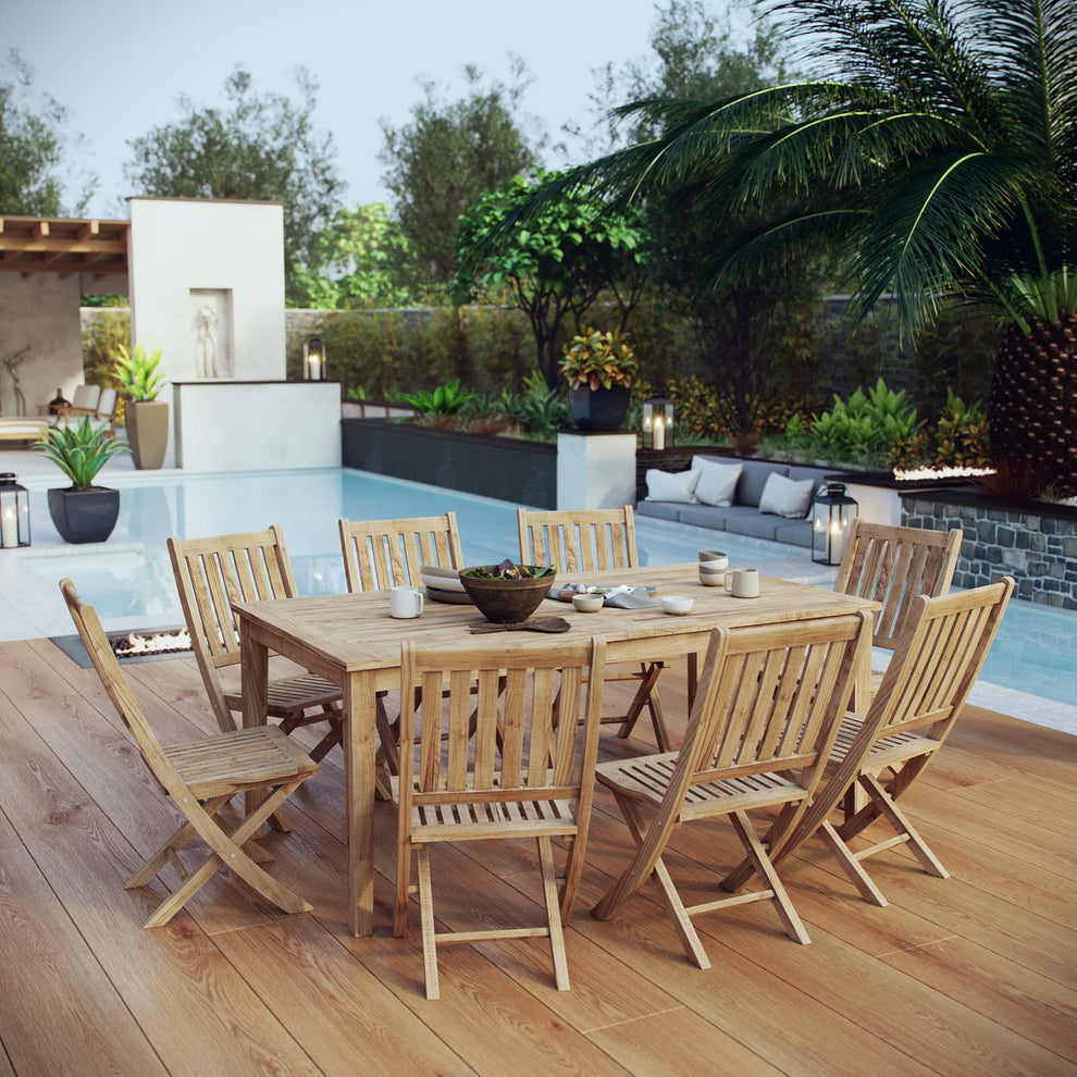Modway Marina 9 Piece Outdoor Patio Teak Outdoor Dining Set-EEI-3204 - EEI-3204 | Outdoor Dining Sets | Modishstore - 8