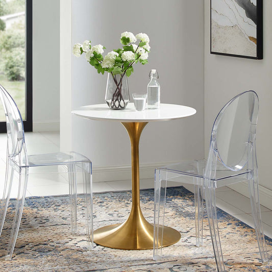 Modway Lippa 28" Round Dining Table In Gold White - EEI-3208 | Dining Tables | Modishstore