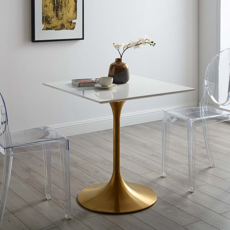 Modway Lippa 28" Square Dining Table In Gold White - EEI-3211 | Dining Tables | Modishstore