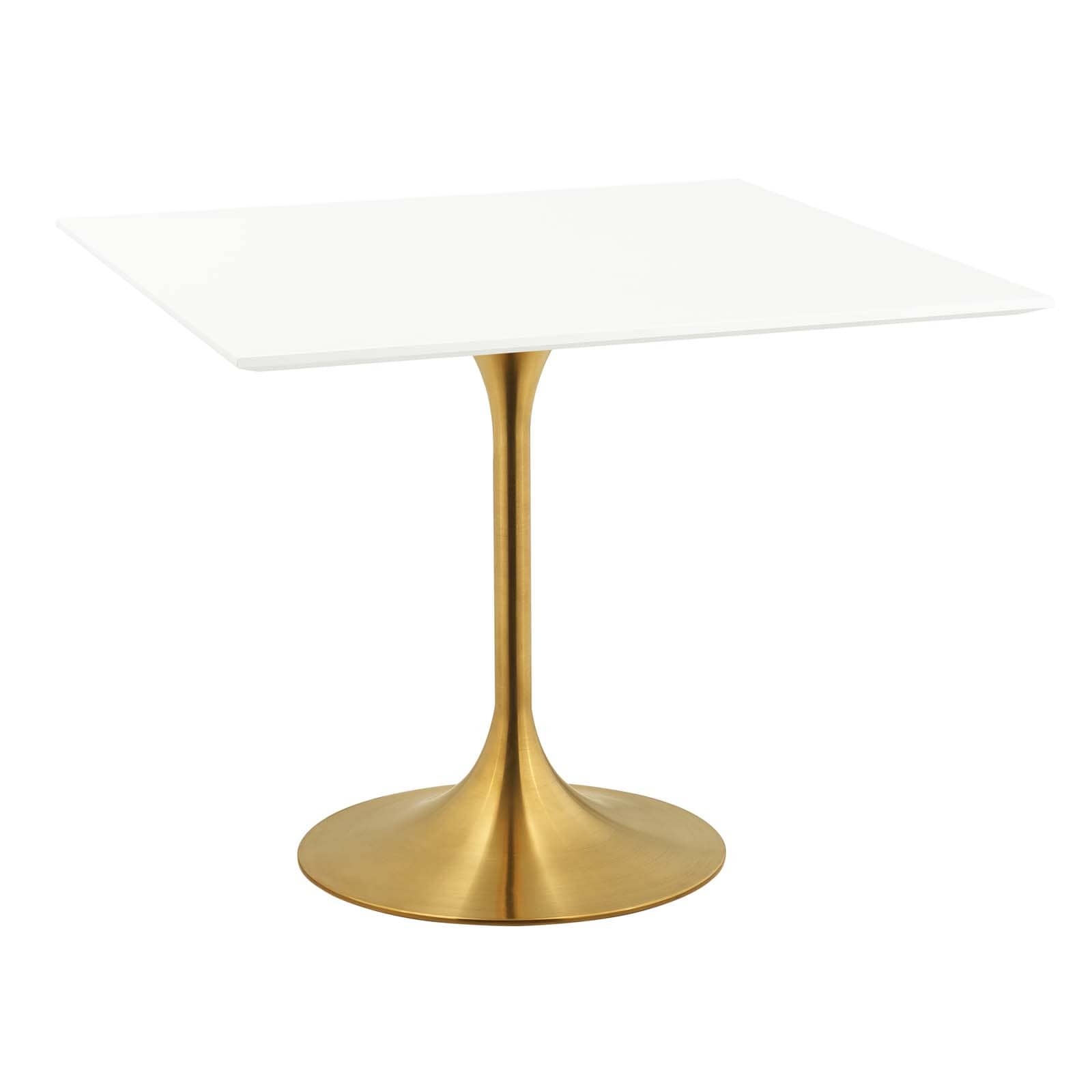 Modway Lippa 36" Square Wood Top Dining Table in Gold White | Dining Tables | Modishstore-2