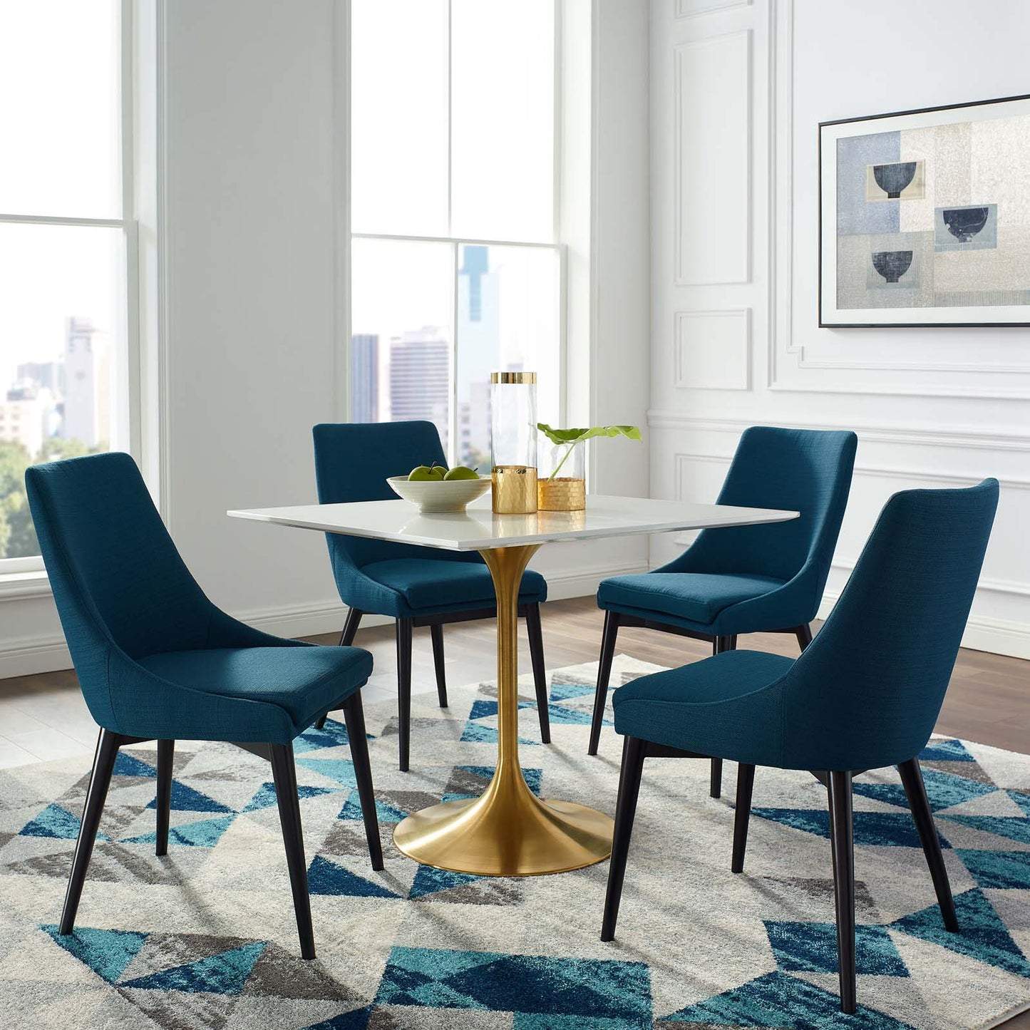 Modway Lippa 36" Square Wood Top Dining Table in Gold White - EEI-3212 | Dining Tables | Modishstore - 1