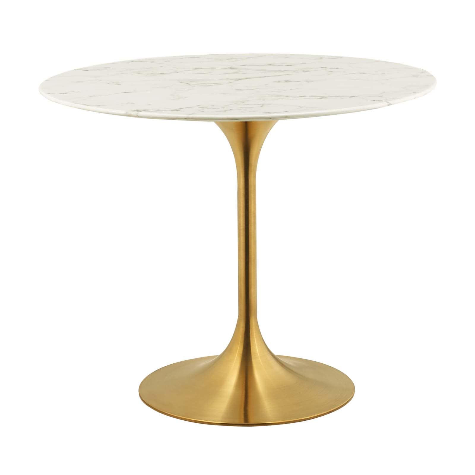 Modway Lippa 36" Round Artificial Marble Dining Table in Gold White - EEI-3214 | Dining Tables | Modishstore - 2