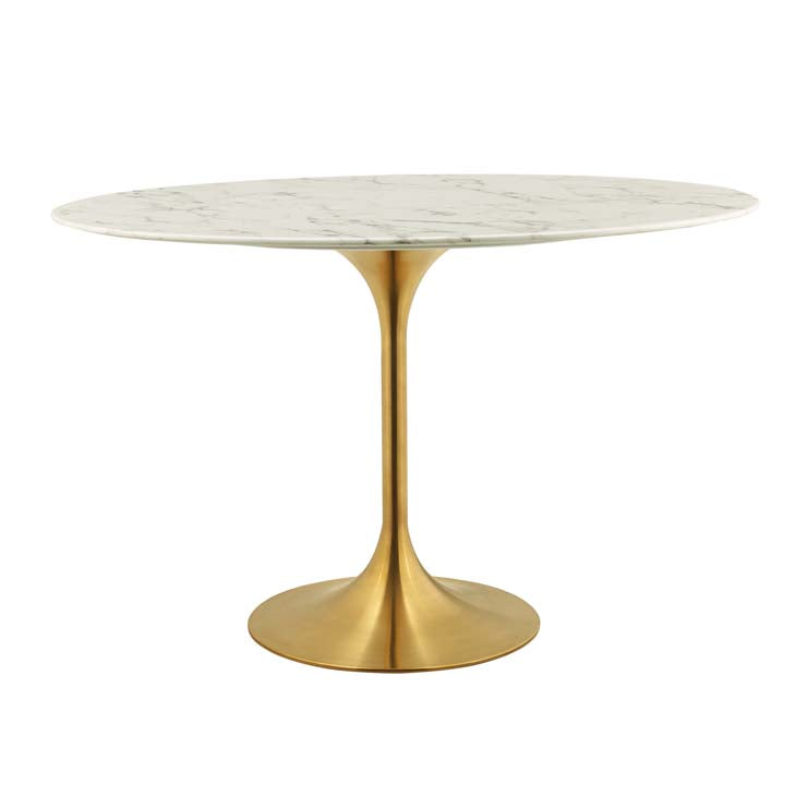 Modway Lippa 48" Oval Artificial Marble Dining Table in Gold White | Dining Tables | Modishstore-4