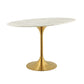 Modway Lippa 48" Oval Artificial Marble Dining Table in Gold White | Dining Tables | Modishstore-2