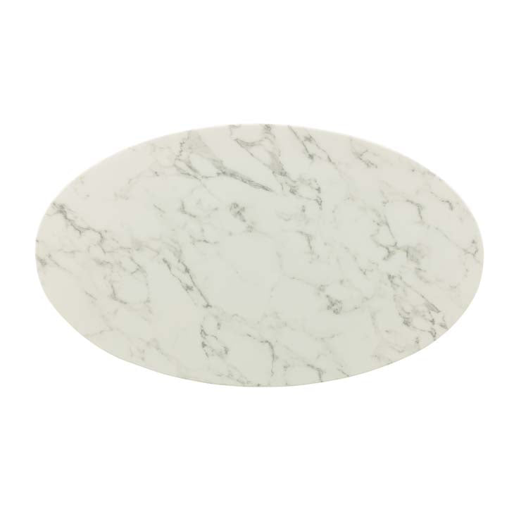 Modway Lippa 48" Oval Artificial Marble Dining Table in Gold White - EEI-3216 | Dining Tables | Modishstore - 3