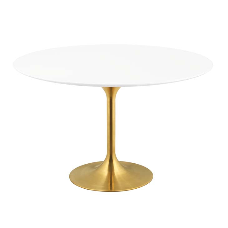 Modway Lippa 54" Round Wood Top Dining Table in Gold White | Dining Tables | Modishstore