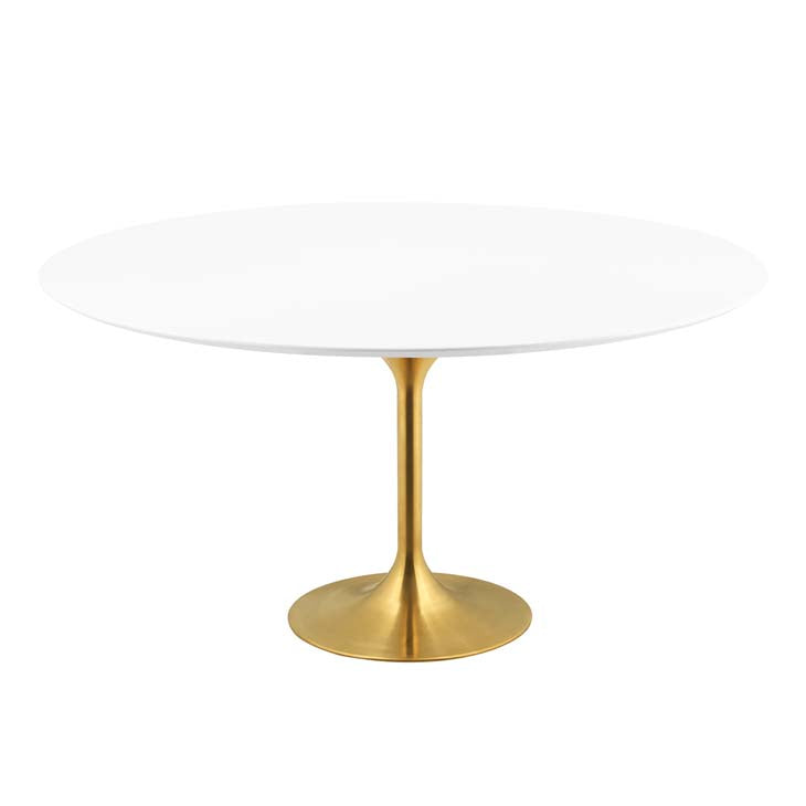 Modway Lippa 60" Round Wood Top Dining Table in Gold White | Dining Tables | Modishstore-4