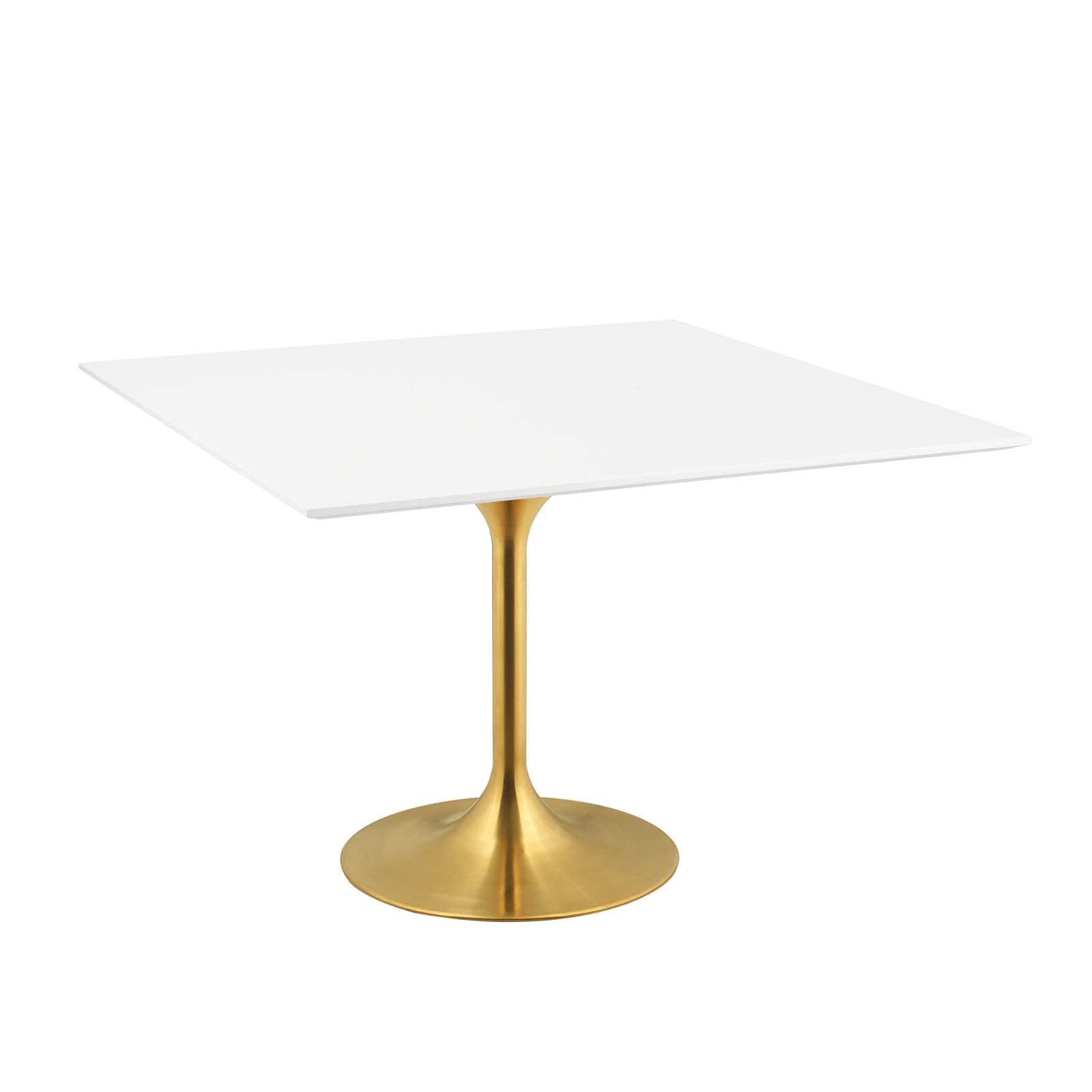 Modway Lippa 47" Square Wood Top Dining Table in Gold White | Dining Tables | Modishstore-2
