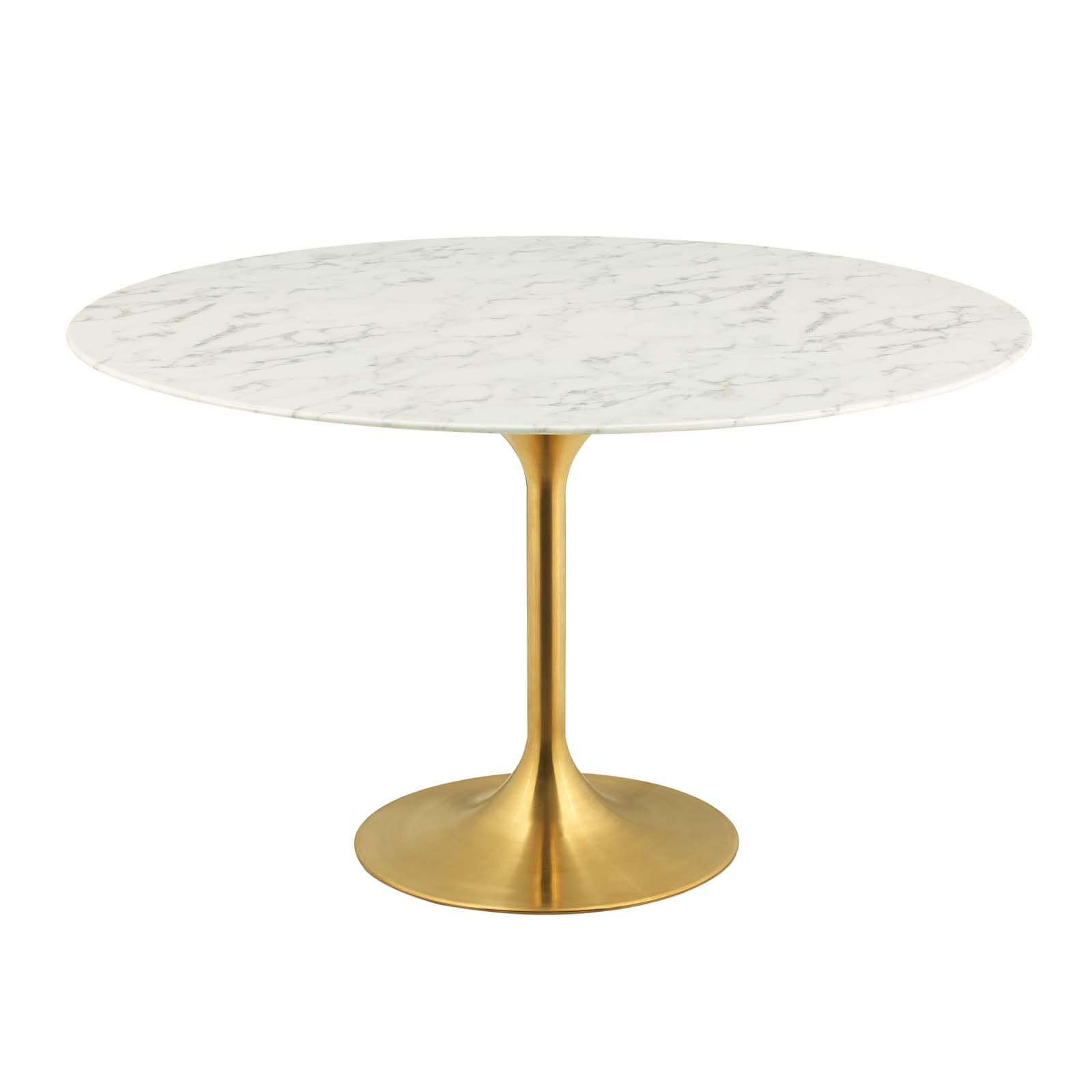 Modway Lippa 54" Round Artificial Marble Dining Table in Gold White | Dining Tables | Modishstore-2