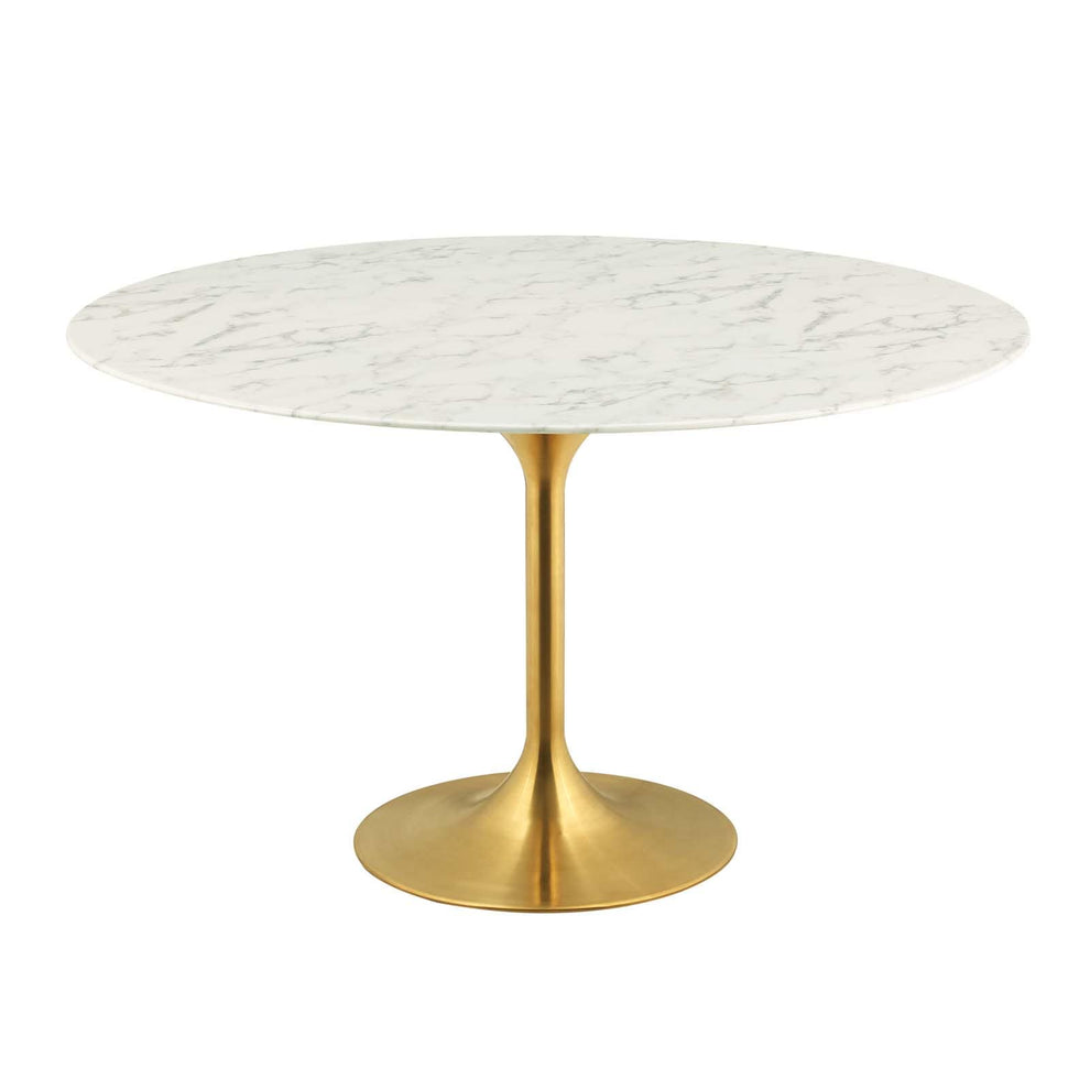 Modway Lippa 54" Round Artificial Marble Dining Table in Gold White - EEI-3233 | Dining Tables | Modishstore - 2