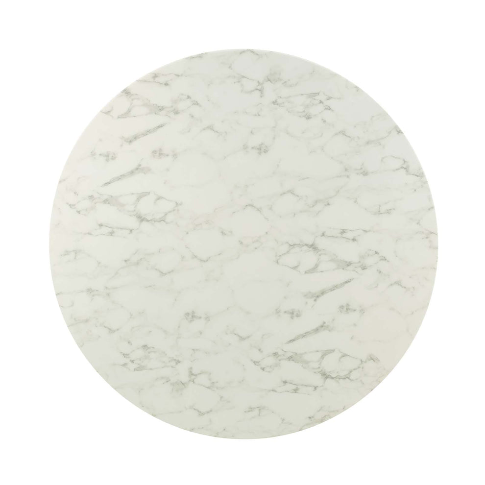 Modway Lippa 54" Round Artificial Marble Dining Table in Gold White - EEI-3233 | Dining Tables | Modishstore - 3