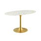 Modway Lippa 54" Oval Artificial Marble Dining Table in Gold White | Dining Tables | Modishstore-3