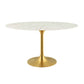Modway Lippa 54" Oval Artificial Marble Dining Table in Gold White | Dining Tables | Modishstore-2