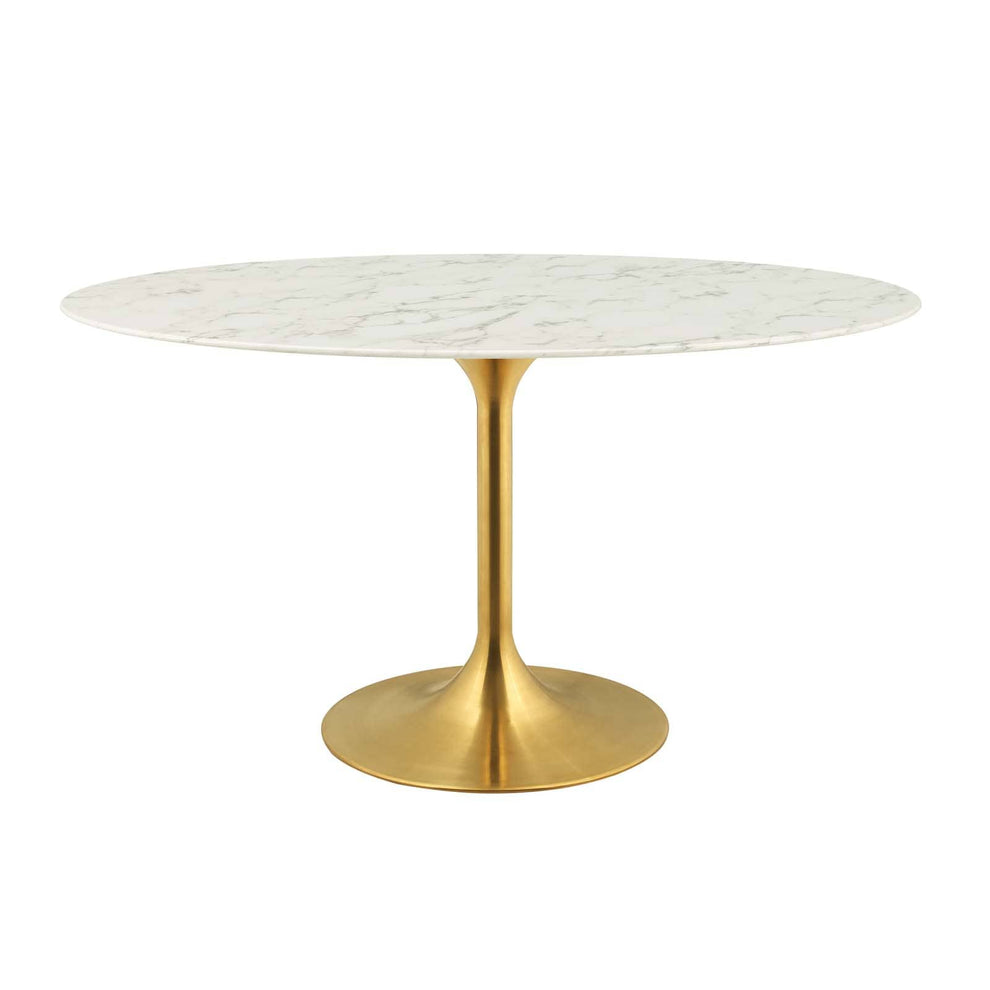 Modway Lippa 54" Oval Artificial Marble Dining Table in Gold White - EEI-3235 | Dining Tables | Modishstore - 2