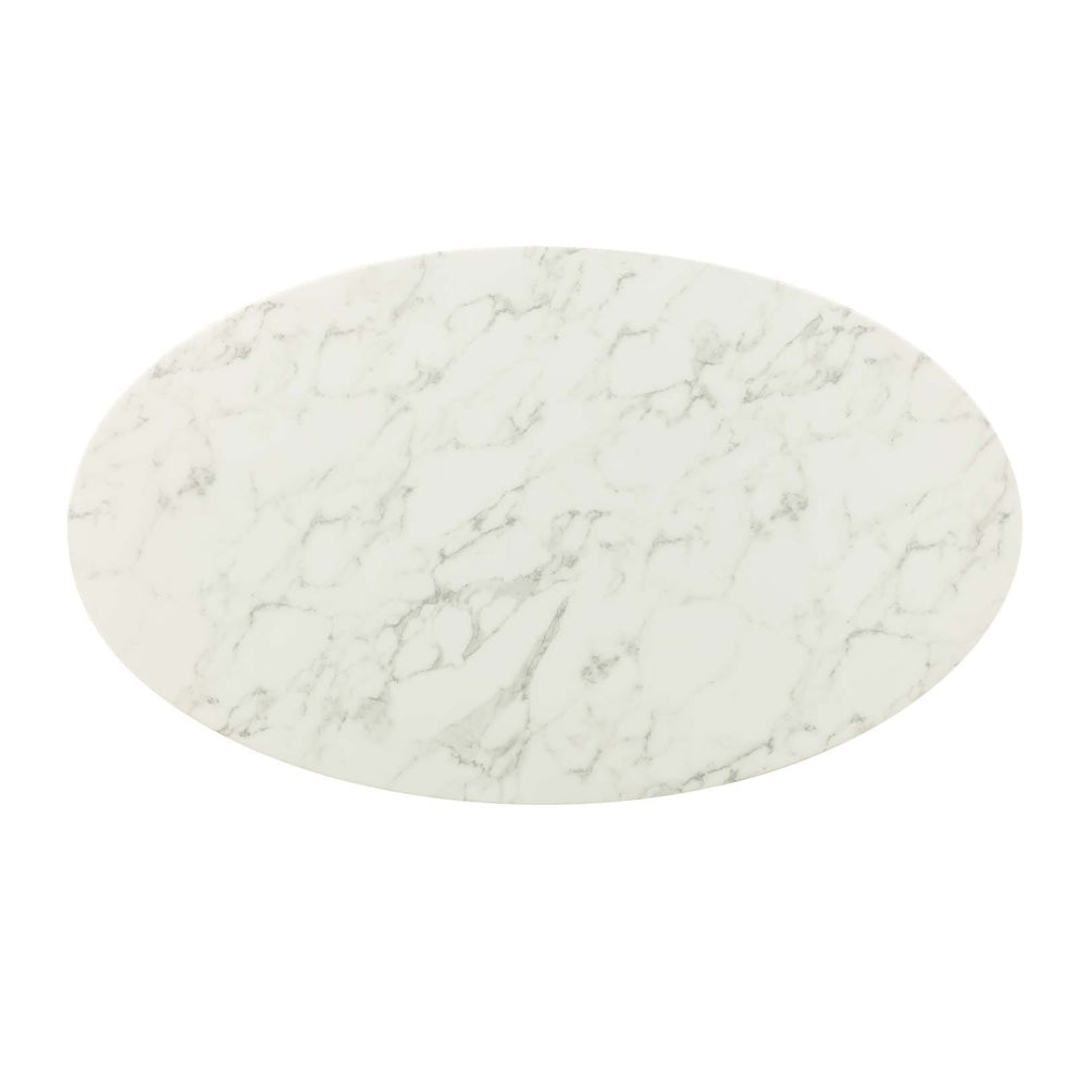 Modway Lippa 54" Oval Artificial Marble Dining Table in Gold White - EEI-3235 | Dining Tables | Modishstore - 4