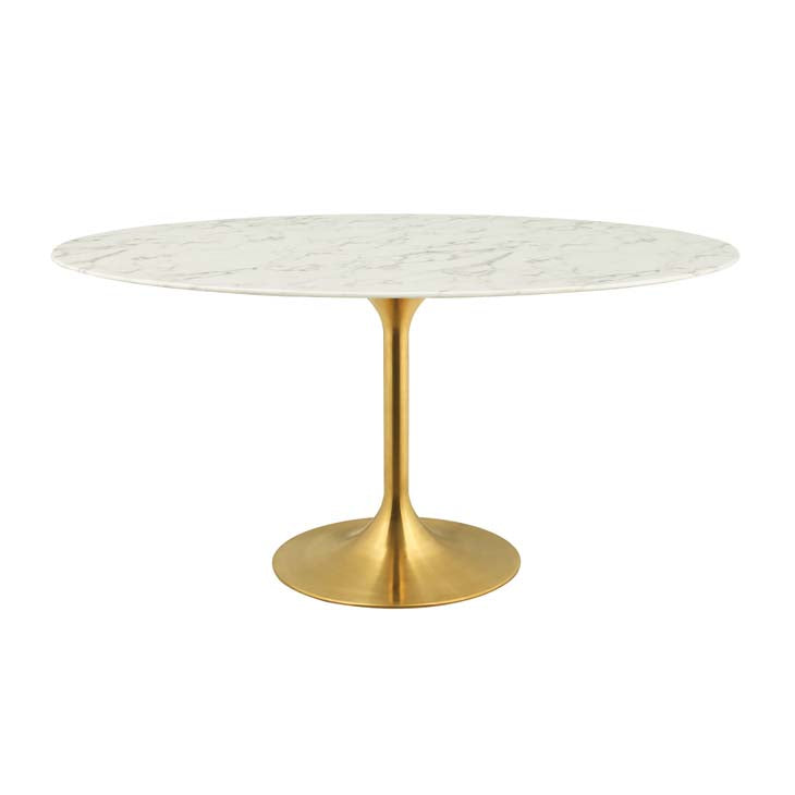 Modway Lippa 60" Oval Artificial Marble Dining Table in Gold White - EEI-3236 | Dining Tables | Modishstore - 4