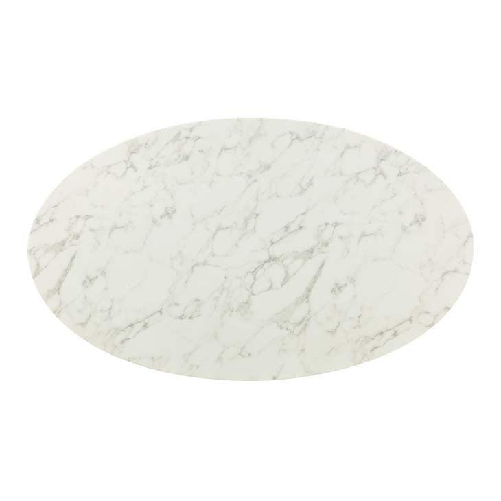 Modway Lippa 60" Oval Artificial Marble Dining Table in Gold White - EEI-3236 | Dining Tables | Modishstore - 3