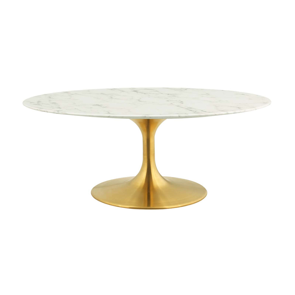 Modway Lippa 42" Oval-Shaped Coffee Table In Gold White - EEI-3249 - EEI-3249 | Coffee Tables | Modishstore - 3