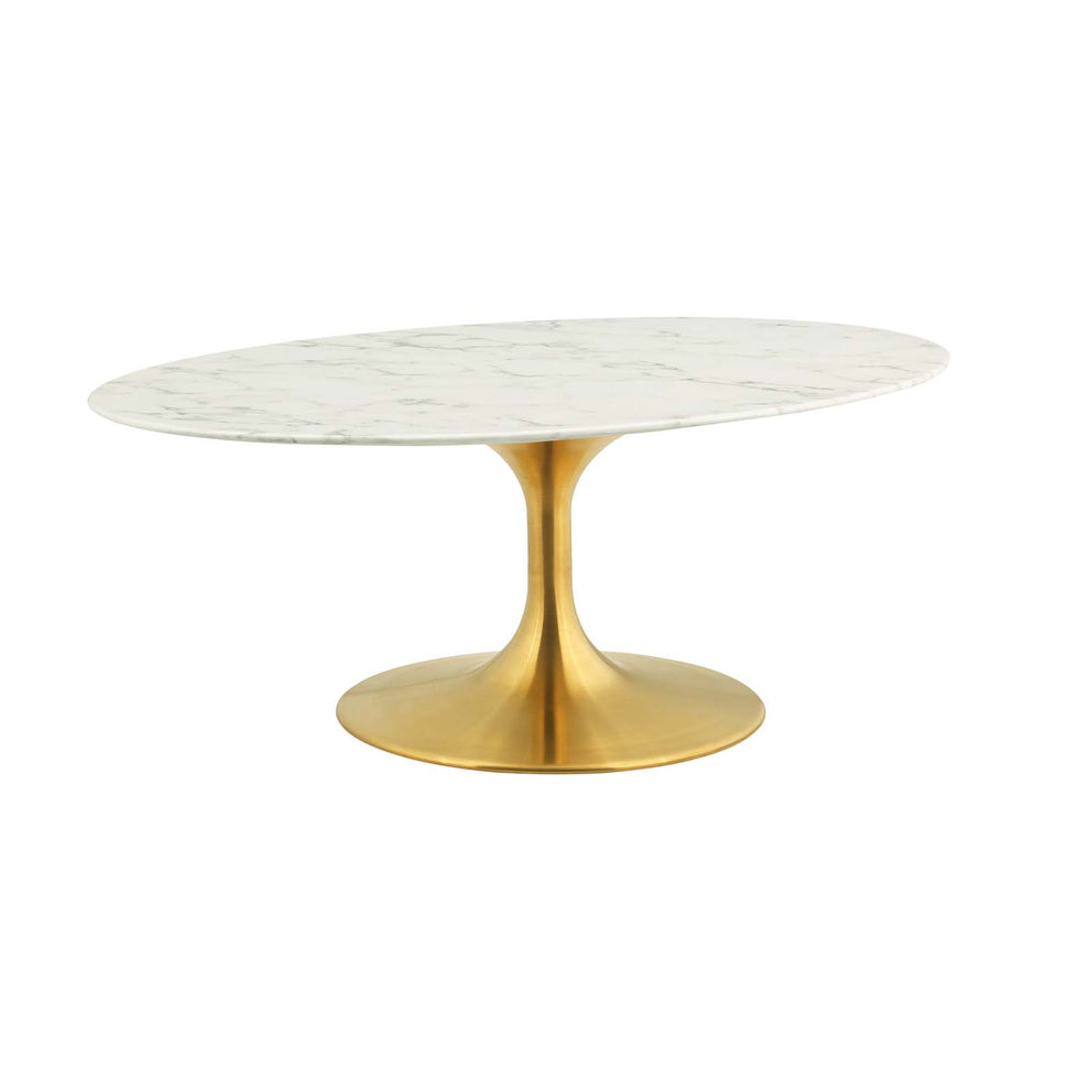 Modway Lippa 42" Oval-Shaped Coffee Table In Gold White - EEI-3249 - EEI-3249 | Coffee Tables | Modishstore - 4