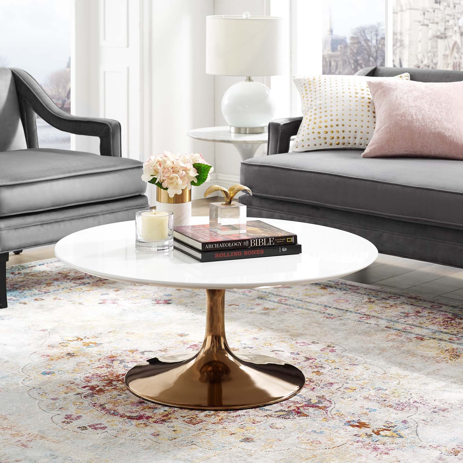 Modway Lippa 36" Coffee Table Rose White - EEI-3253 | Coffee Tables | Modishstore - 1