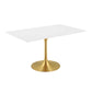 Modway Lippa 60" Rectangle Dining Table In Gold White | Dining Tables | Modishstore-3