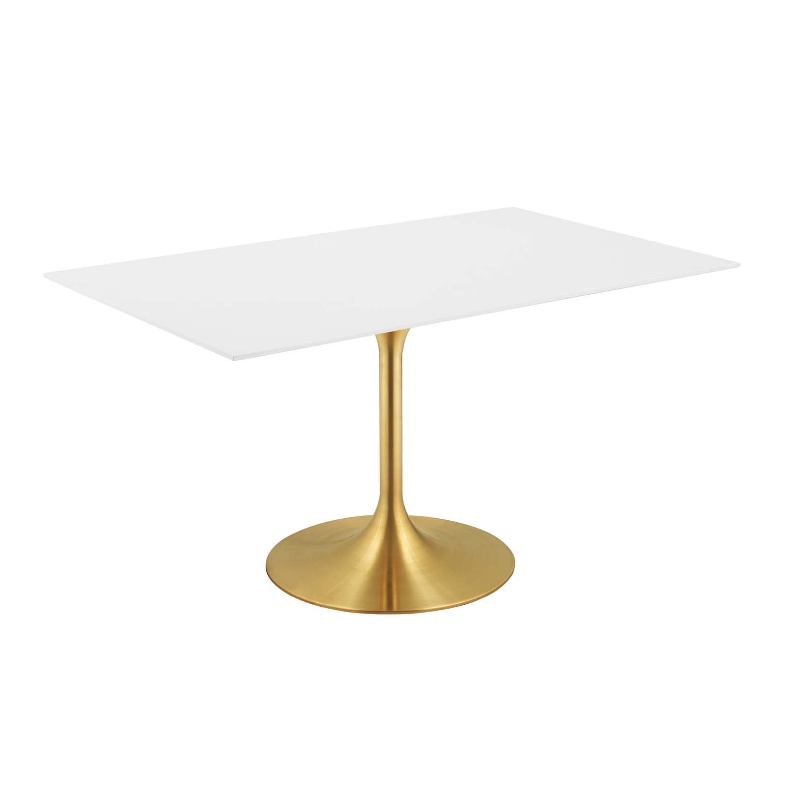 Modway Lippa 60" Rectangle Dining Table In Gold White | Dining Tables | Modishstore-3
