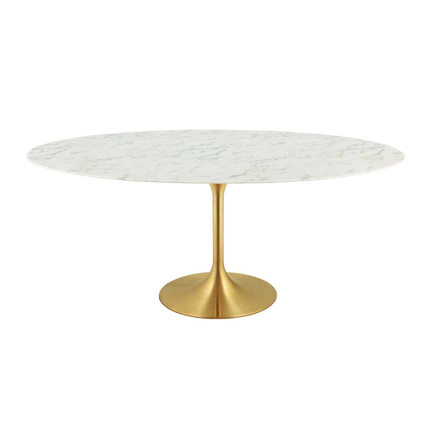Modway Lippa 78" Oval Artificial Marble Dining Table in Gold White | Dining Tables | Modishstore-2