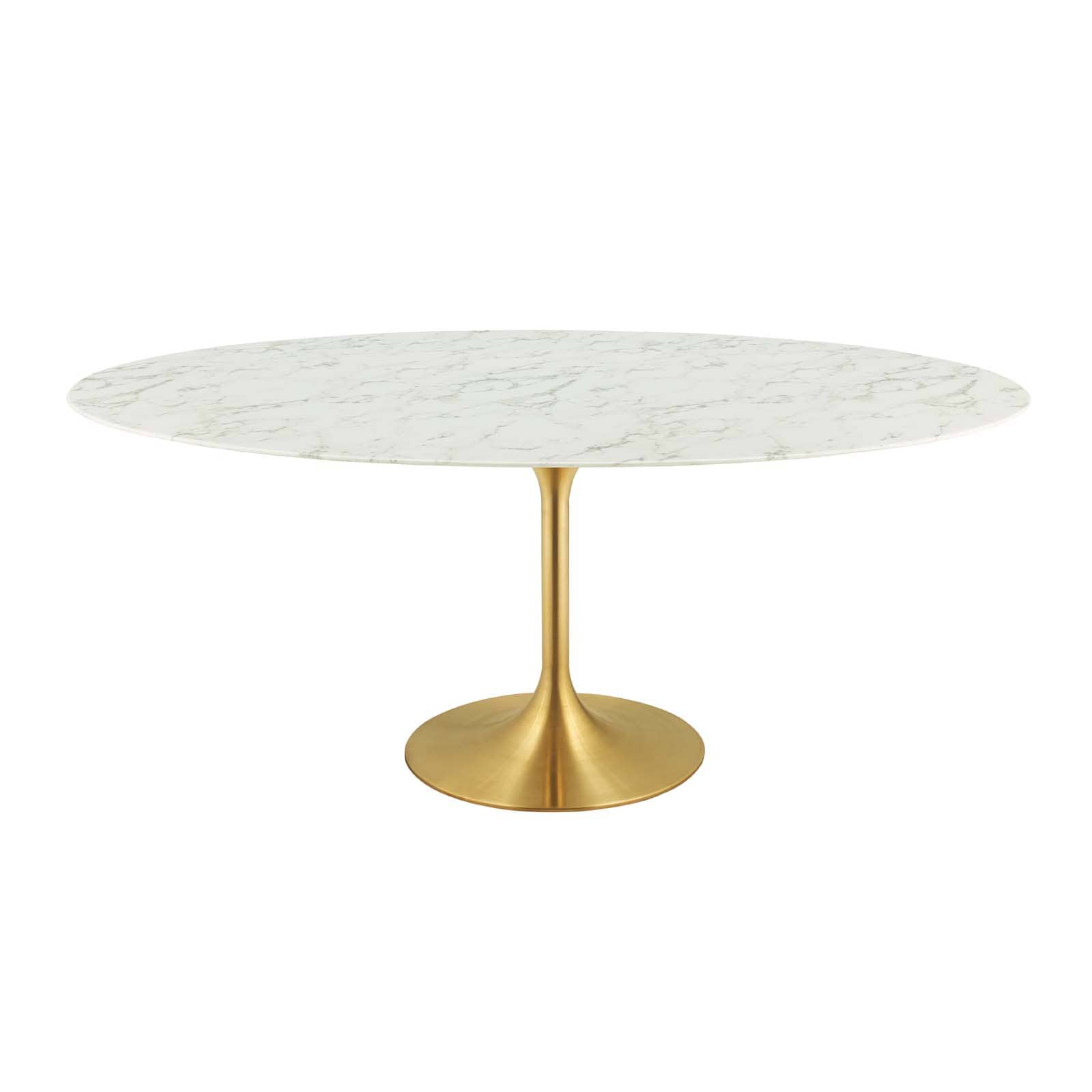 Modway Lippa 78" Oval Artificial Marble Dining Table in Gold White - EEI-3257 | Dining Tables | Modishstore - 2