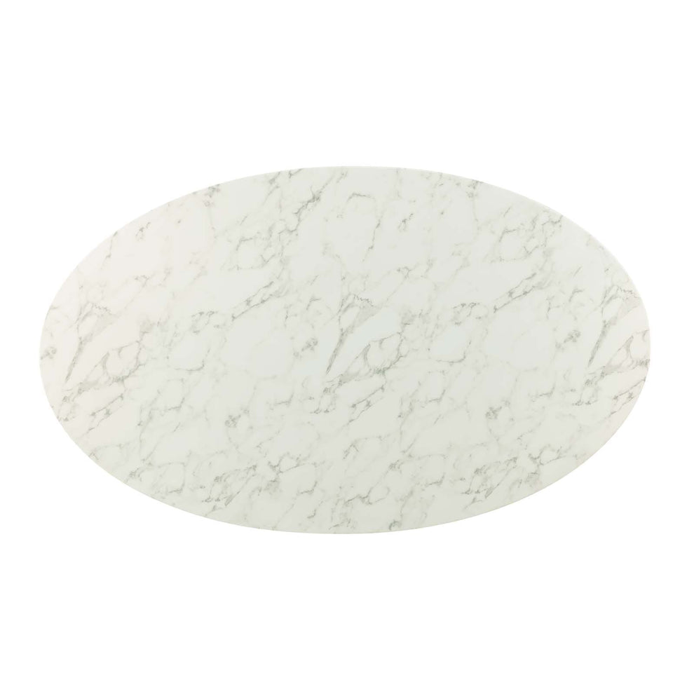Modway Lippa 78" Oval Artificial Marble Dining Table in Gold White - EEI-3257 | Dining Tables | Modishstore - 4