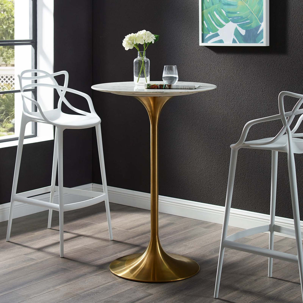 Modway Lippa 28" Bar Table Gold White - EEI-3264 | Bar Tables | Modishstore - 2