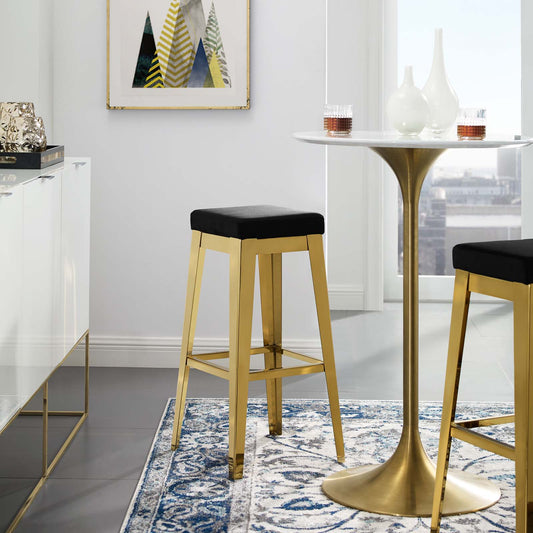 Modway Arrive Gold Stainless Steel Upholstered Velvet Bar Stool - EEI-3268 | Bar Stools | Modishstore - 1