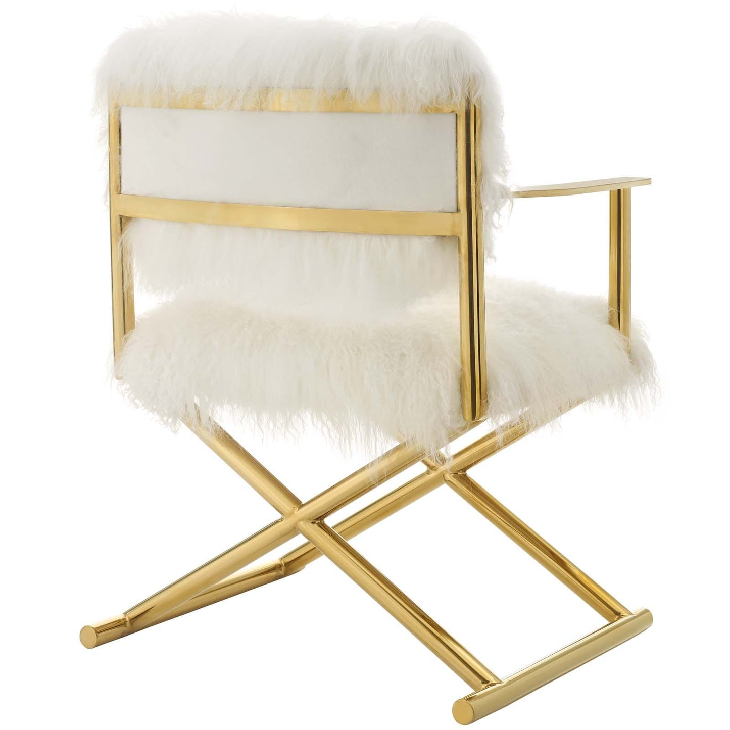Modway Action Pure White Cashmere Accent Director's Chair Gold White | Accent Chairs | Modishstore-4