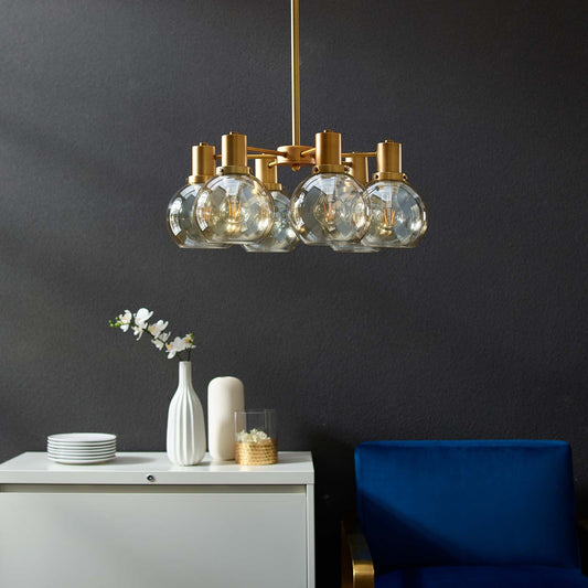 Modway Resound Amber Glass And Brass Pendant Chandelier | Chandeliers | Modishstore