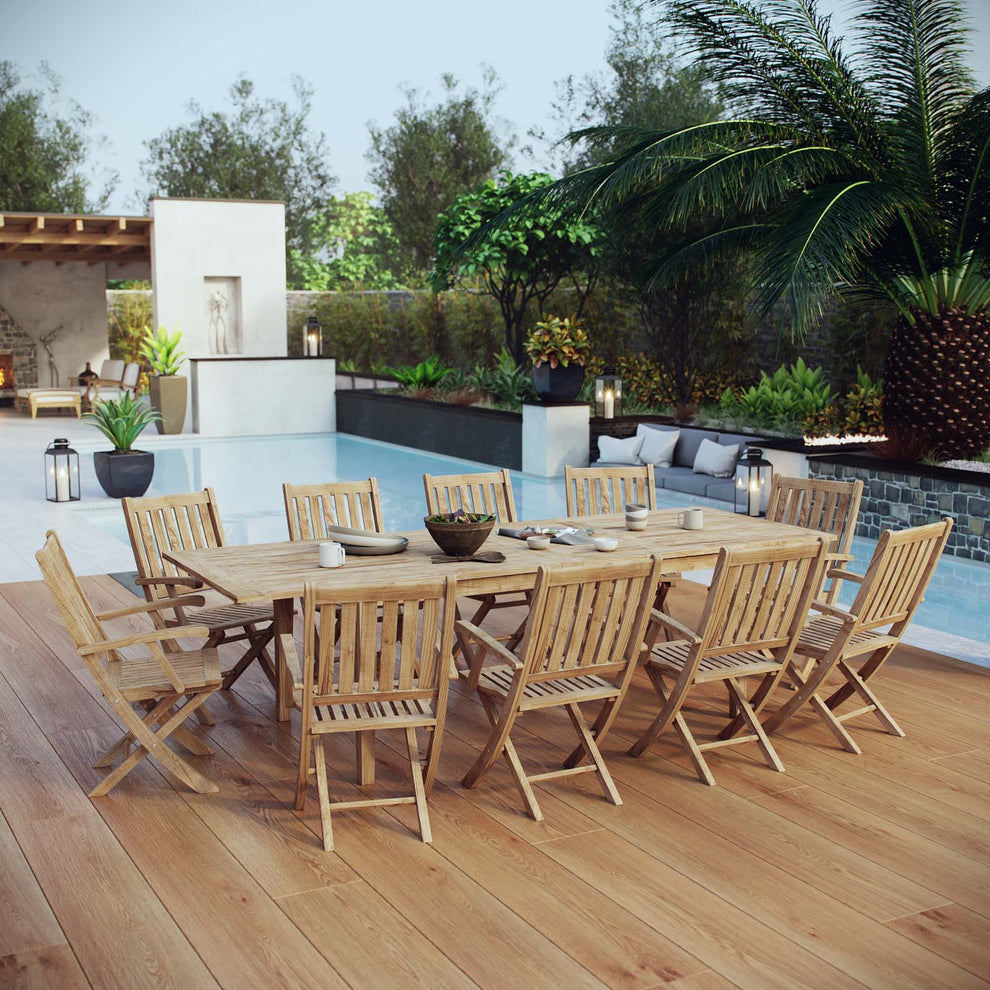 Modway Marina 11 Piece Outdoor Patio Teak Outdoor Dining Set-EEI-3285 - EEI-3285 | Outdoor Dining Sets | Modishstore - 9