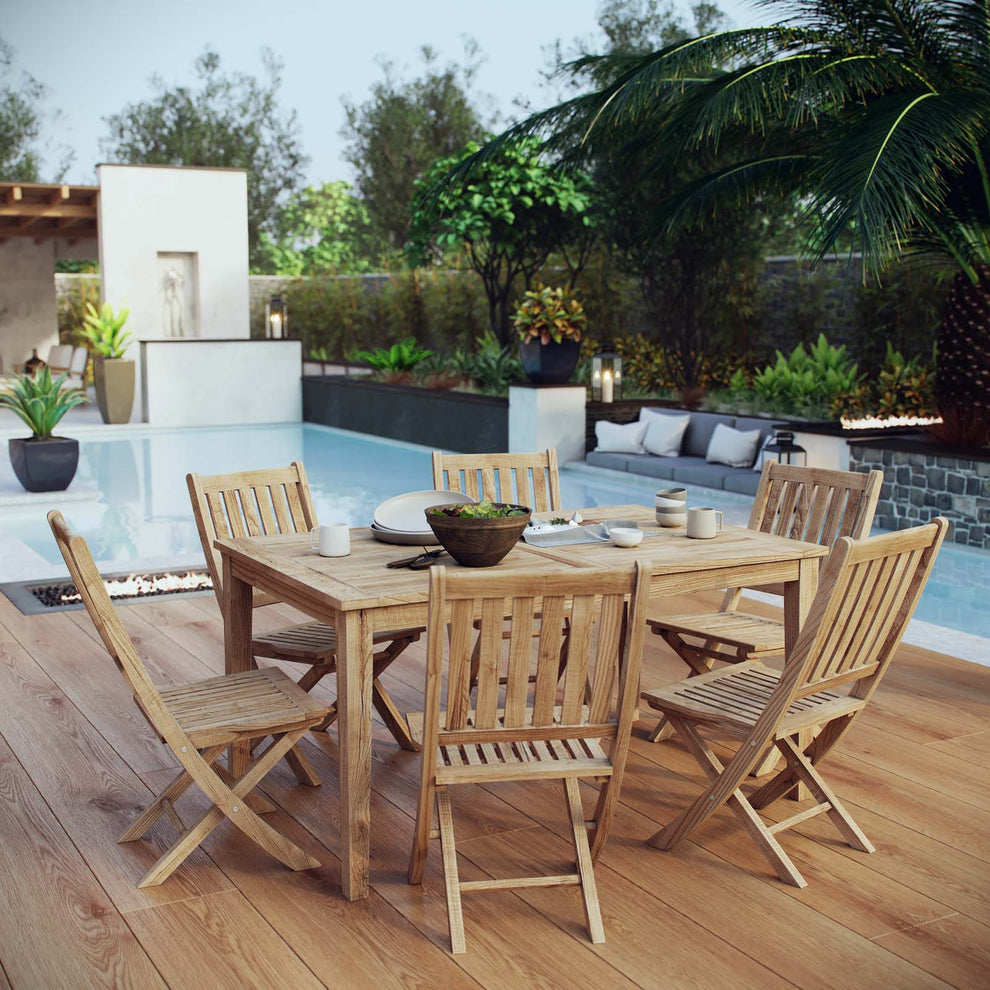 Modway Marina 7 Piece Outdoor Patio Teak Outdoor Dining Set - EEI-3290 | Outdoor Dining Sets | Modishstore - 8