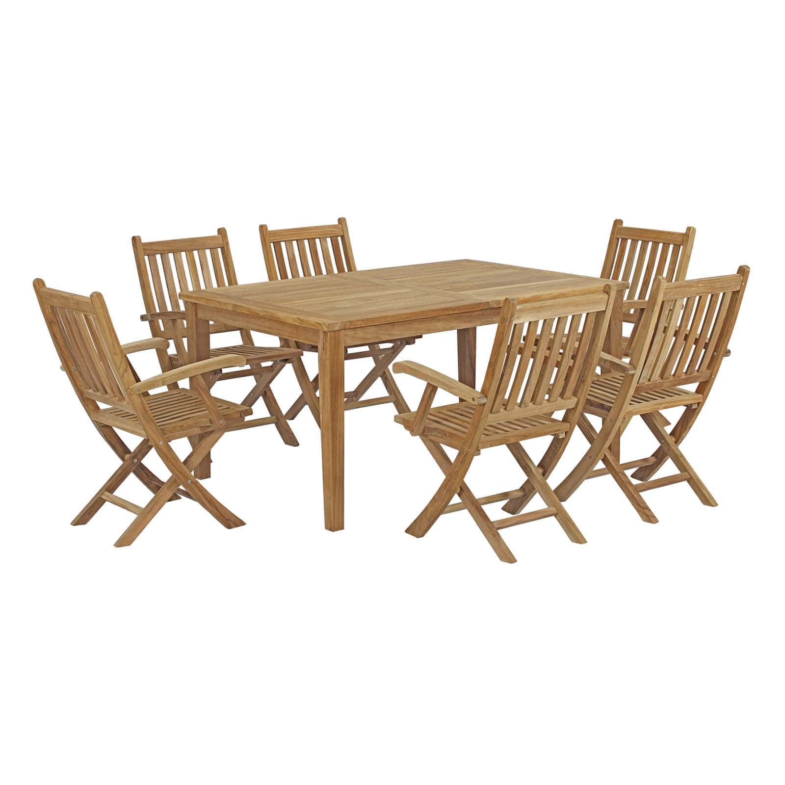 Modway Marina 7 Piece Outdoor Patio Teak Outdoor Dining Set - EEI-3291 | Outdoor Dining Sets | Modishstore - 1