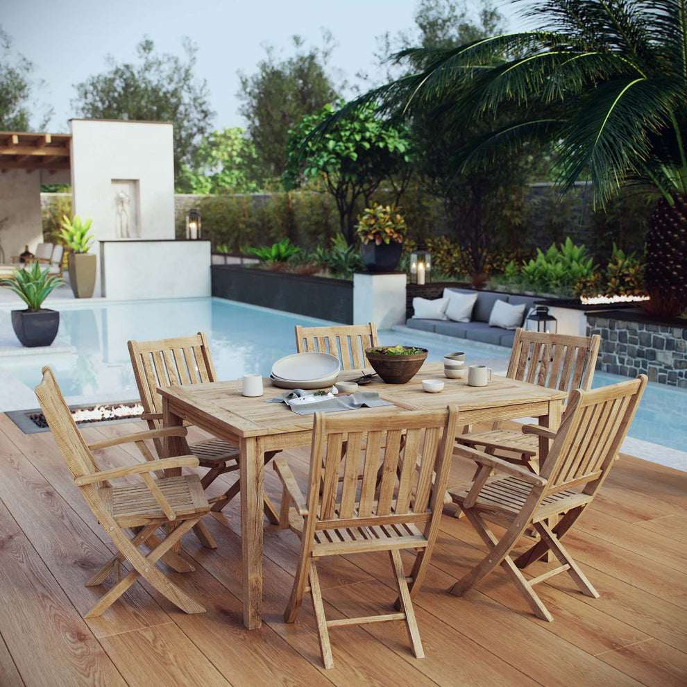 Modway Marina 7 Piece Outdoor Patio Teak Outdoor Dining Set - EEI-3291 | Outdoor Dining Sets | Modishstore - 8