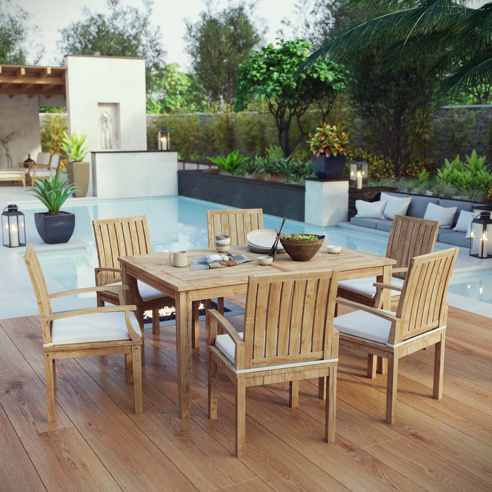 Modway Marina 7 Piece Outdoor Patio Teak Outdoor Dining Set-EEI-3292 - EEI-3292 | Outdoor Dining Sets | Modishstore - 7
