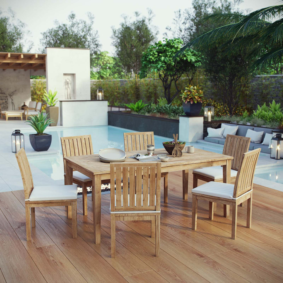Modway Marina 7 Piece Outdoor Patio Teak Outdoor Dining Set-EEI-3294 - EEI-3294 | Outdoor Dining Sets | Modishstore - 7