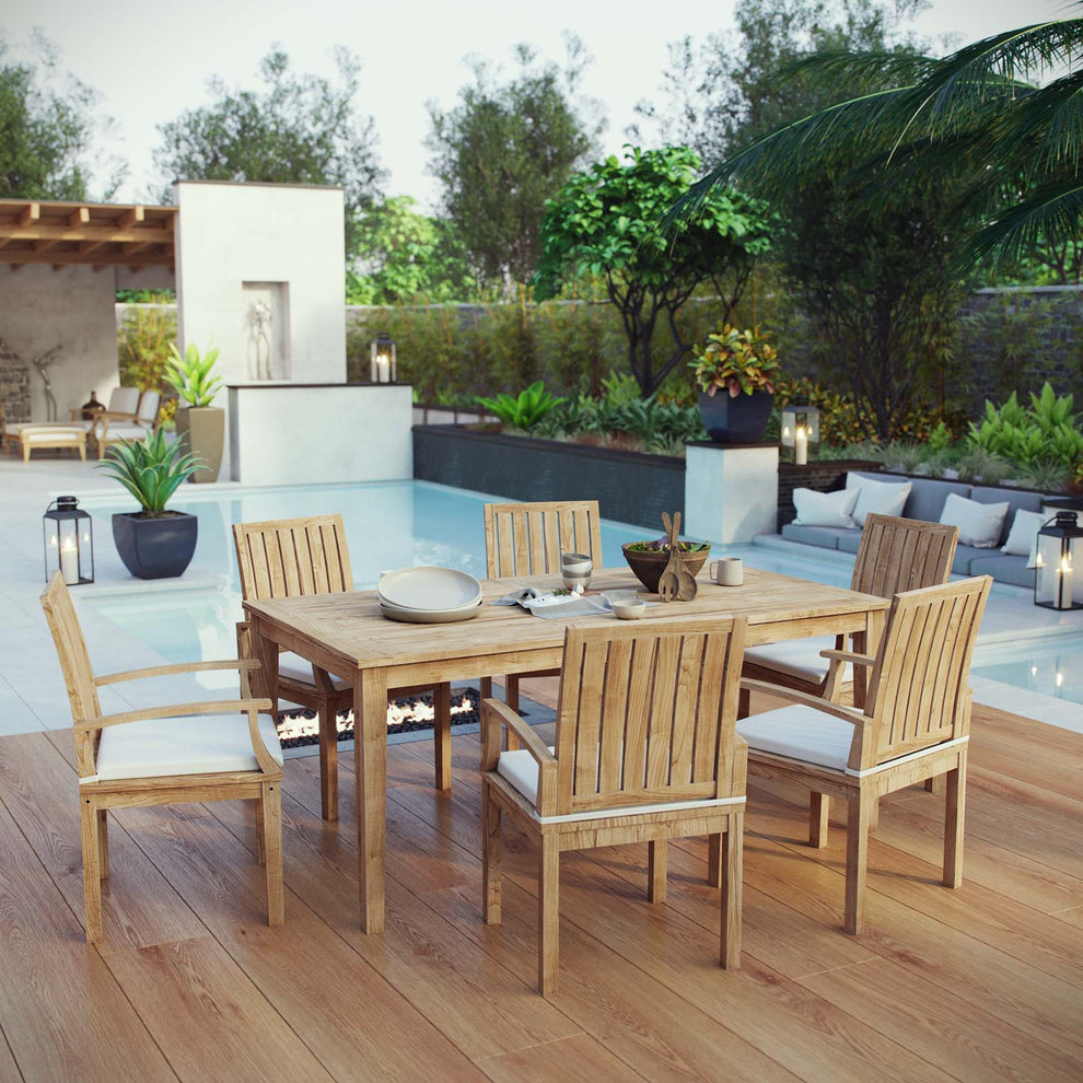 Modway Marina 7 Piece Outdoor Patio Teak Outdoor Dining Set-EEI-3295 - EEI-3295 | Outdoor Dining Sets | Modishstore - 7