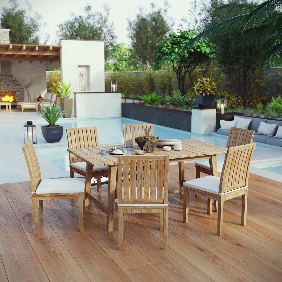 Modway Marina 7 Piece Outdoor Patio Teak Outdoor Dining Set-EEI-3296 - EEI-3296 | Outdoor Dining Sets | Modishstore - 7