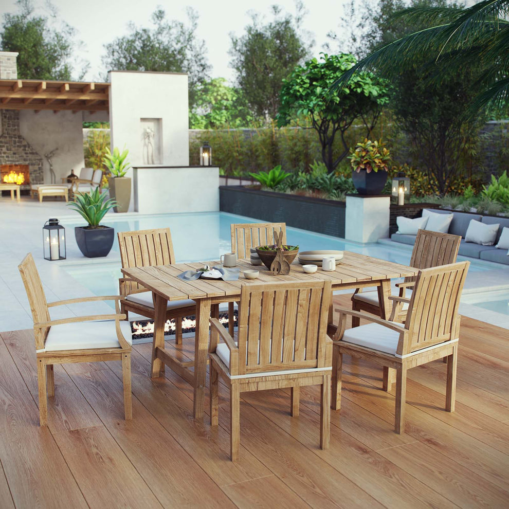 Modway Marina 7 Piece Outdoor Patio Teak Outdoor Dining Set-EEI-3297 - EEI-3297 | Outdoor Dining Sets | Modishstore - 7