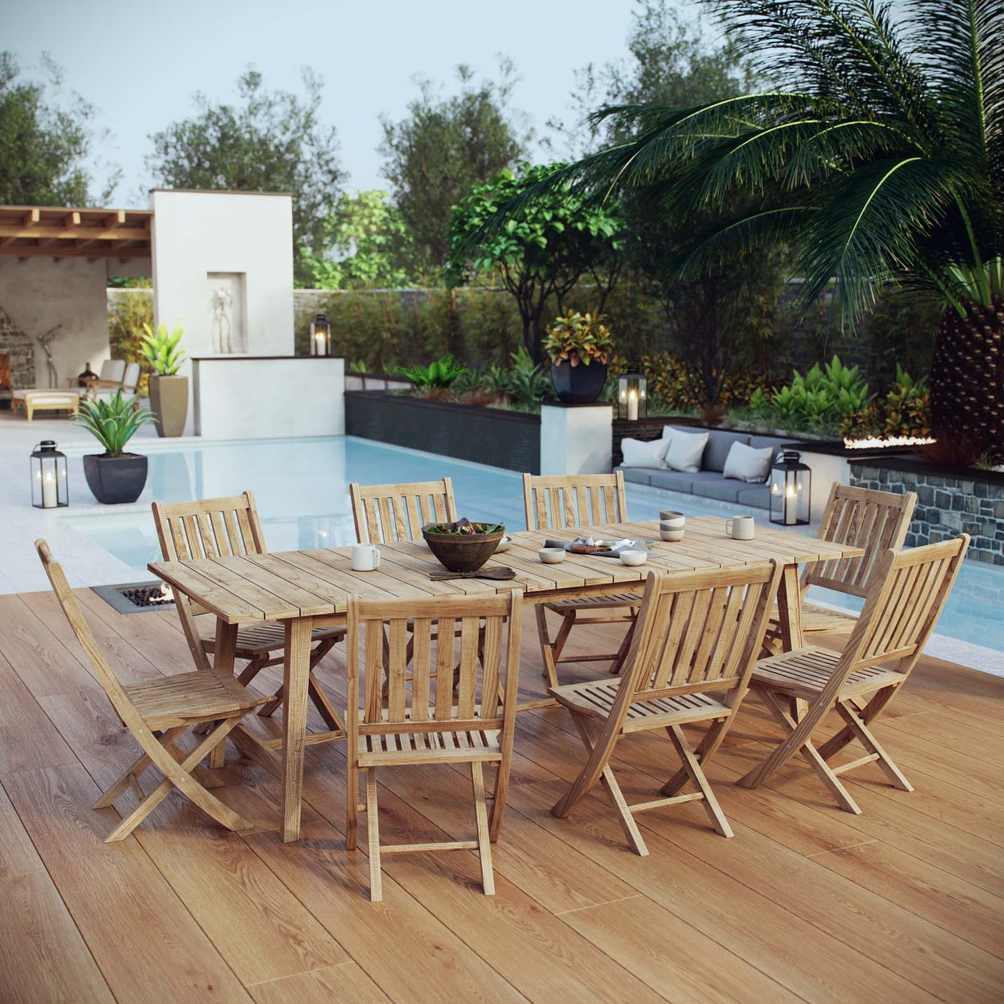 Marina 9 Piece Outdoor Patio Teak Dining Set By Modway - EEI-3313 | Dining Sets | Modishstore - 1