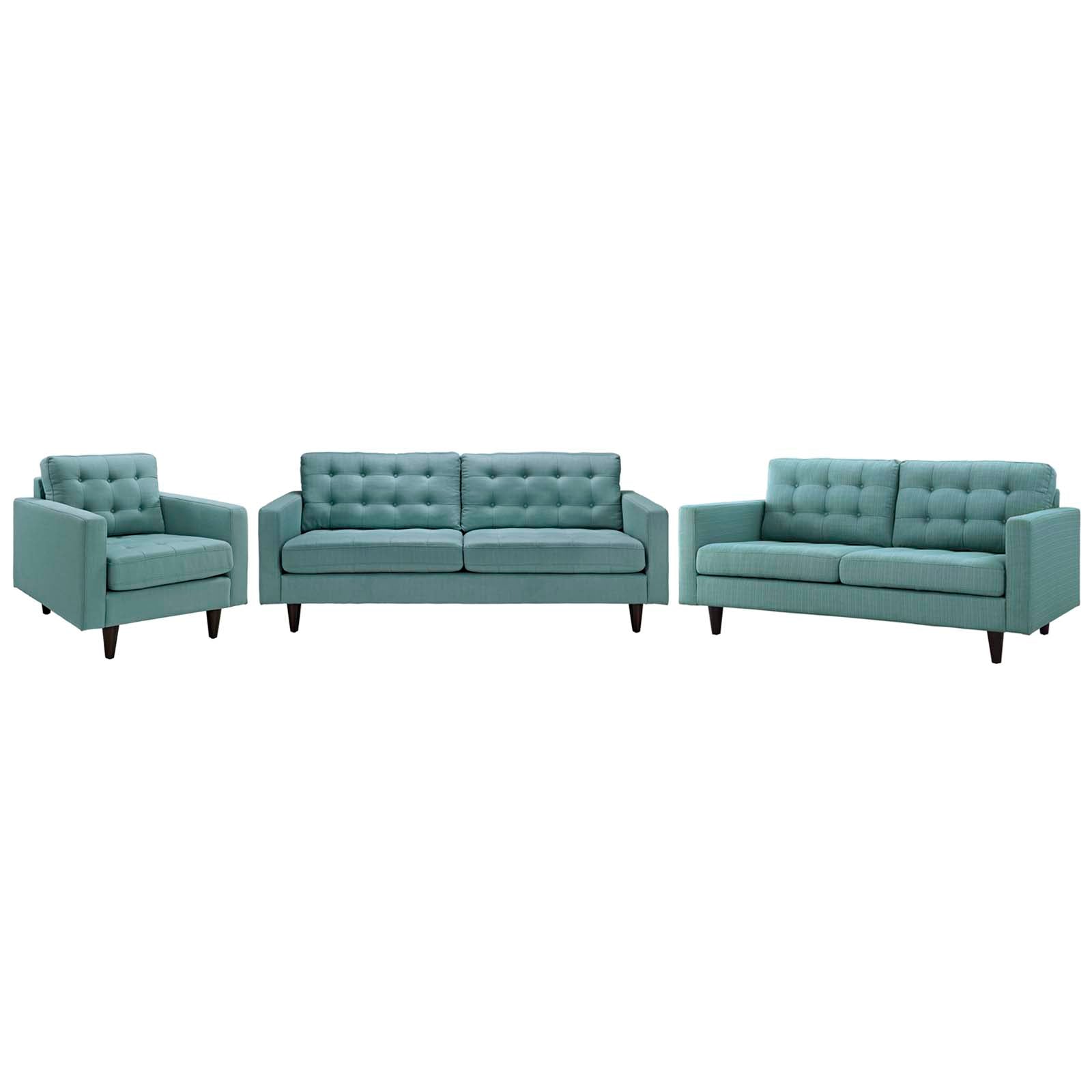 Modway Empress Sofa, Loveseat and Armchair Set of 3 | Sofas | Modishstore-48
