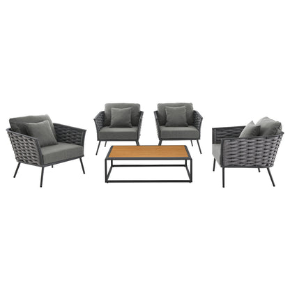 Modway Stance 5 Piece Outdoor Patio Aluminum Sectional Sofa Set - EEI-3321 | Outdoor Sofas, Loveseats & Sectionals | Modishstore - 16