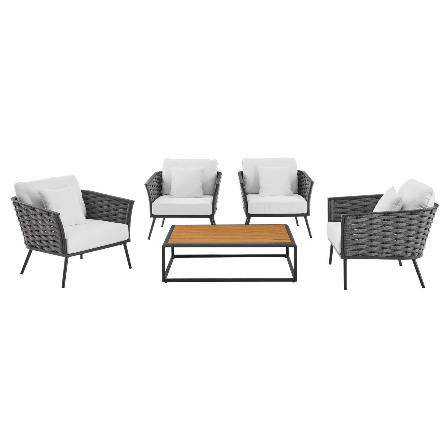 Modway Stance 5 Piece Outdoor Patio Aluminum Sectional Sofa Set | Outdoor Sofas, Loveseats & Sectionals | Modishstore-23