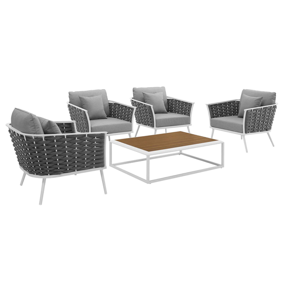 Modway Stance 5 Piece Outdoor Patio Aluminum Sectional Sofa Set - EEI-3321 | Outdoor Sofas, Loveseats & Sectionals | Modishstore - 3