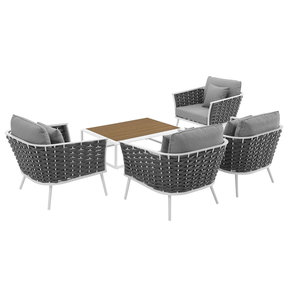 Modway Stance 5 Piece Outdoor Patio Aluminum Sectional Sofa Set - EEI-3321 | Outdoor Sofas, Loveseats & Sectionals | Modishstore - 4