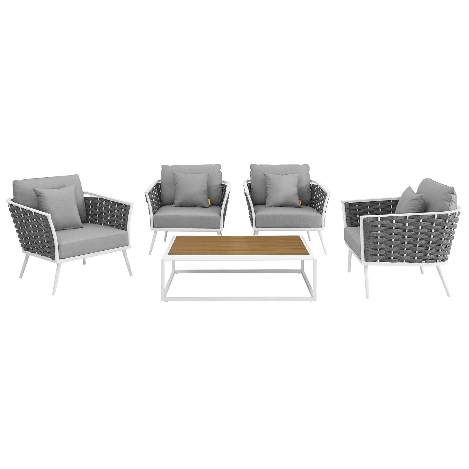 Modway Stance 5 Piece Outdoor Patio Aluminum Sectional Sofa Set | Outdoor Sofas, Loveseats & Sectionals | Modishstore-4