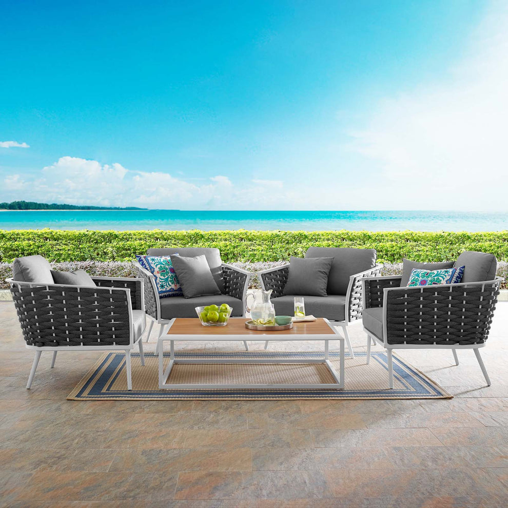 Modway Stance 5 Piece Outdoor Patio Aluminum Sectional Sofa Set - EEI-3321 | Outdoor Sofas, Loveseats & Sectionals | Modishstore - 1